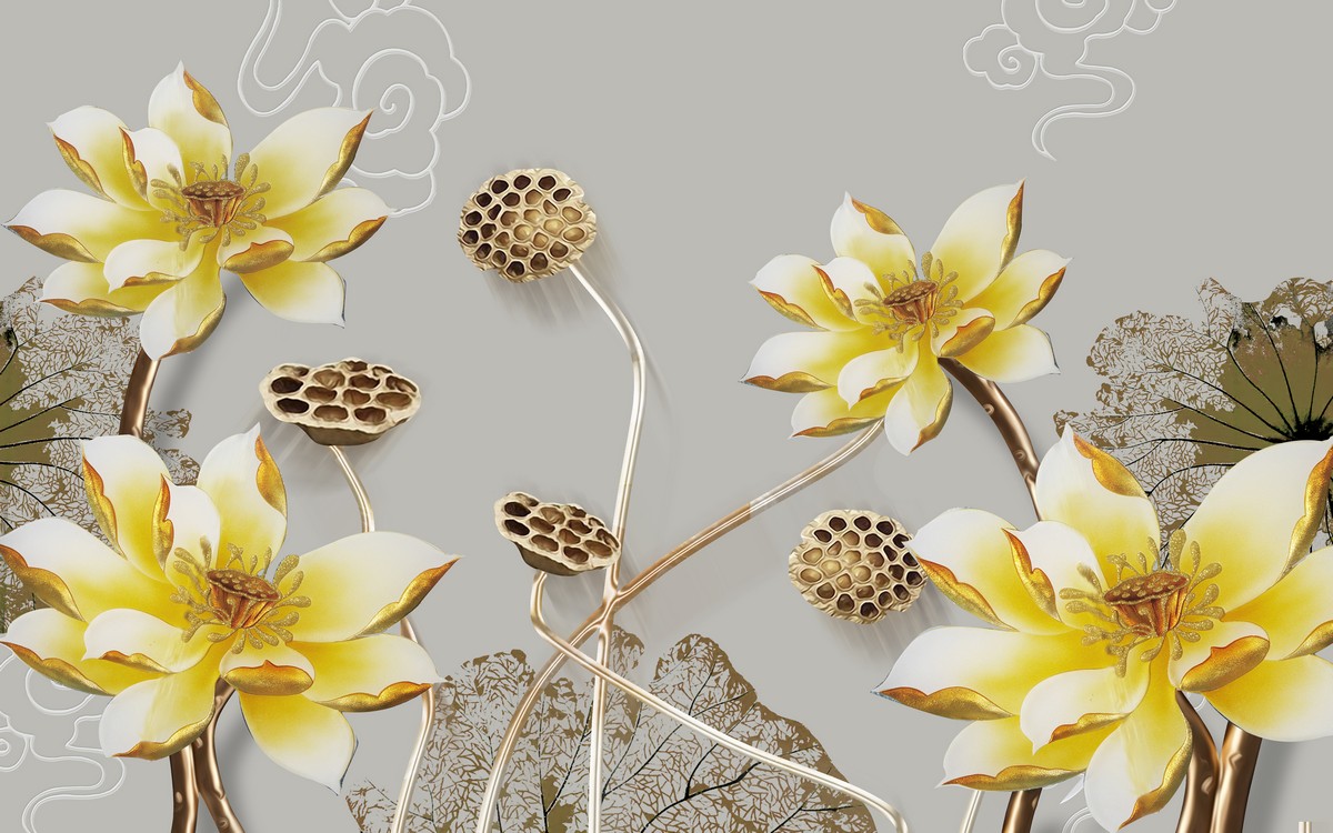 Фреска Золотые лотосы